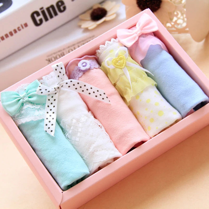 5pcs/Lot Panties Women Underwear Briefs Children Girls Sexy Bragas Mujer Lace Panties For Women Cotton Sexy Lingerie Tange Thong