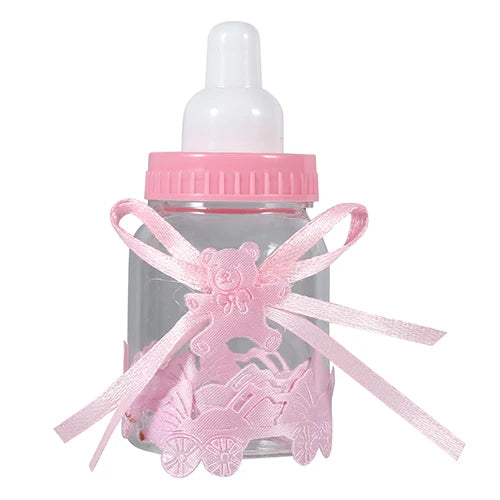 12pcs Clear Candy Chocolate Boxes Plastic Feeder Feeding Bottle For Wedding Party Birthday Baby Shower Favors Maternity Gifts