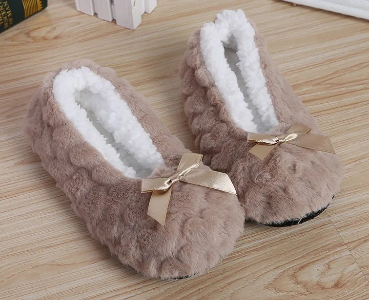 Mntrerm New Cute 2023 Indoor Home Slippers Warm Soft Plush Slippers Non-slip Indoor Fur Slippers Solid Color Cute Women Shoes