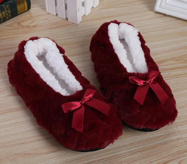 Mntrerm New Cute 2023 Indoor Home Slippers Warm Soft Plush Slippers Non-slip Indoor Fur Slippers Solid Color Cute Women Shoes