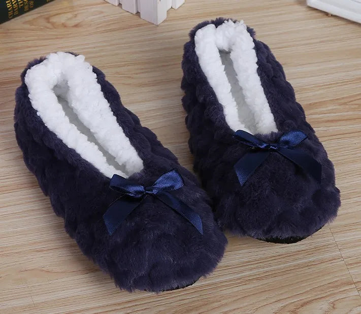 Mntrerm New Cute 2023 Indoor Home Slippers Warm Soft Plush Slippers Non-slip Indoor Fur Slippers Solid Color Cute Women Shoes