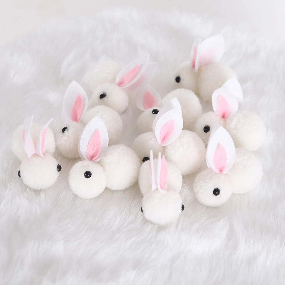 10pcs/lot DIY Handwork Bunny Accessories Easter Bunny Useful Easter Decoration Supplies Blue Pink Grey White Plush Mini Rabbits
