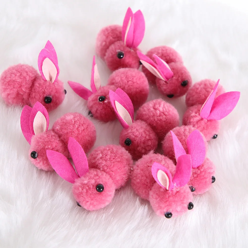 10pcs/lot DIY Handwork Bunny Accessories Easter Bunny Useful Easter Decoration Supplies Blue Pink Grey White Plush Mini Rabbits