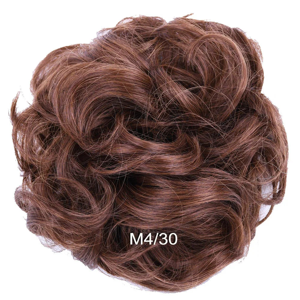 Synthetic Messy Bun Hair Piece Scrunchie Donut Tousled Flexible Hair Bun Straight Chignon Wig Accessory Updo Bun Hair