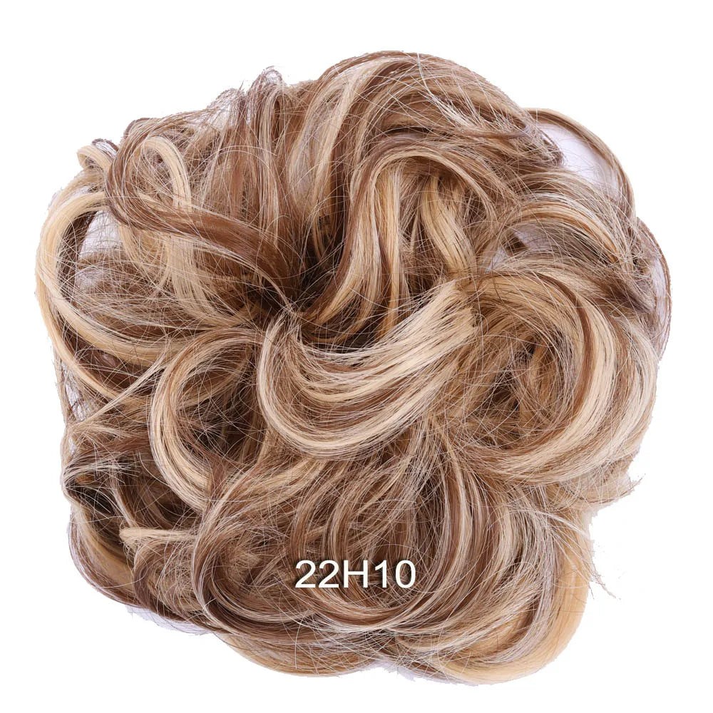Synthetic Messy Bun Hair Piece Scrunchie Donut Tousled Flexible Hair Bun Straight Chignon Wig Accessory Updo Bun Hair