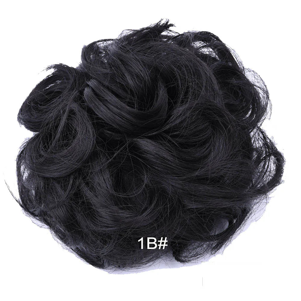 Synthetic Messy Bun Hair Piece Scrunchie Donut Tousled Flexible Hair Bun Straight Chignon Wig Accessory Updo Bun Hair