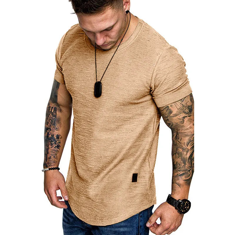 Short Sleeve shirt Streetwear Hip Hop Summer T Shirt Men Longline Curved Hem Fitness Tshirt Slim Funny T-Shirt Plus Size M-3XL