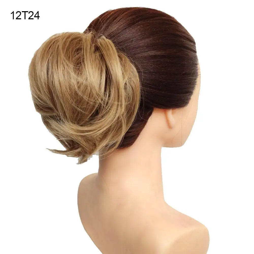 Synthetic Messy Bun Hair Piece Scrunchie Donut Tousled Flexible Hair Bun Straight Chignon Wig Accessory Updo Bun Hair