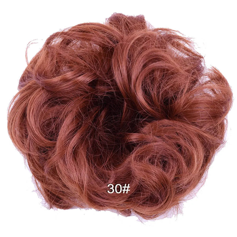 Synthetic Messy Bun Hair Piece Scrunchie Donut Tousled Flexible Hair Bun Straight Chignon Wig Accessory Updo Bun Hair