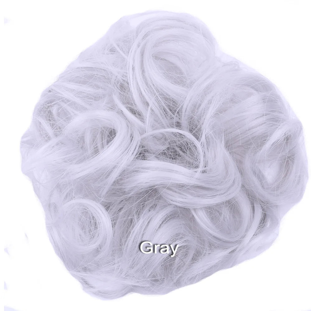 Synthetic Messy Bun Hair Piece Scrunchie Donut Tousled Flexible Hair Bun Straight Chignon Wig Accessory Updo Bun Hair