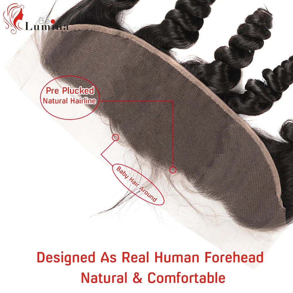 Loose Wave 13x4 Lace Frontal Closure Brazilian Human Hair HD Transparent Lace Preplucked and Bleached Knots 4x4 5x5 Closures