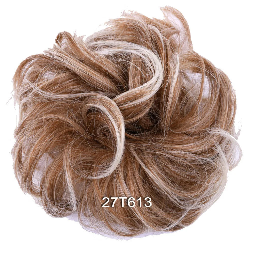 Synthetic Messy Bun Hair Piece Scrunchie Donut Tousled Flexible Hair Bun Straight Chignon Wig Accessory Updo Bun Hair