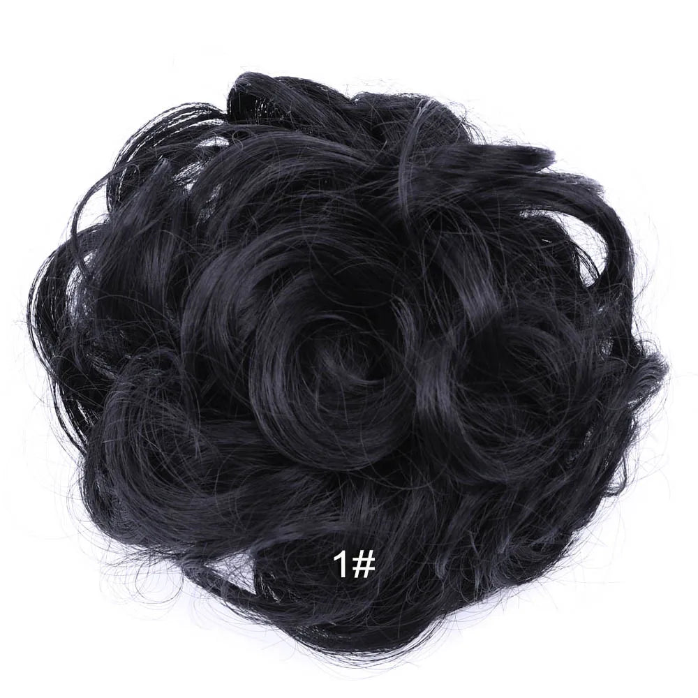 Synthetic Messy Bun Hair Piece Scrunchie Donut Tousled Flexible Hair Bun Straight Chignon Wig Accessory Updo Bun Hair