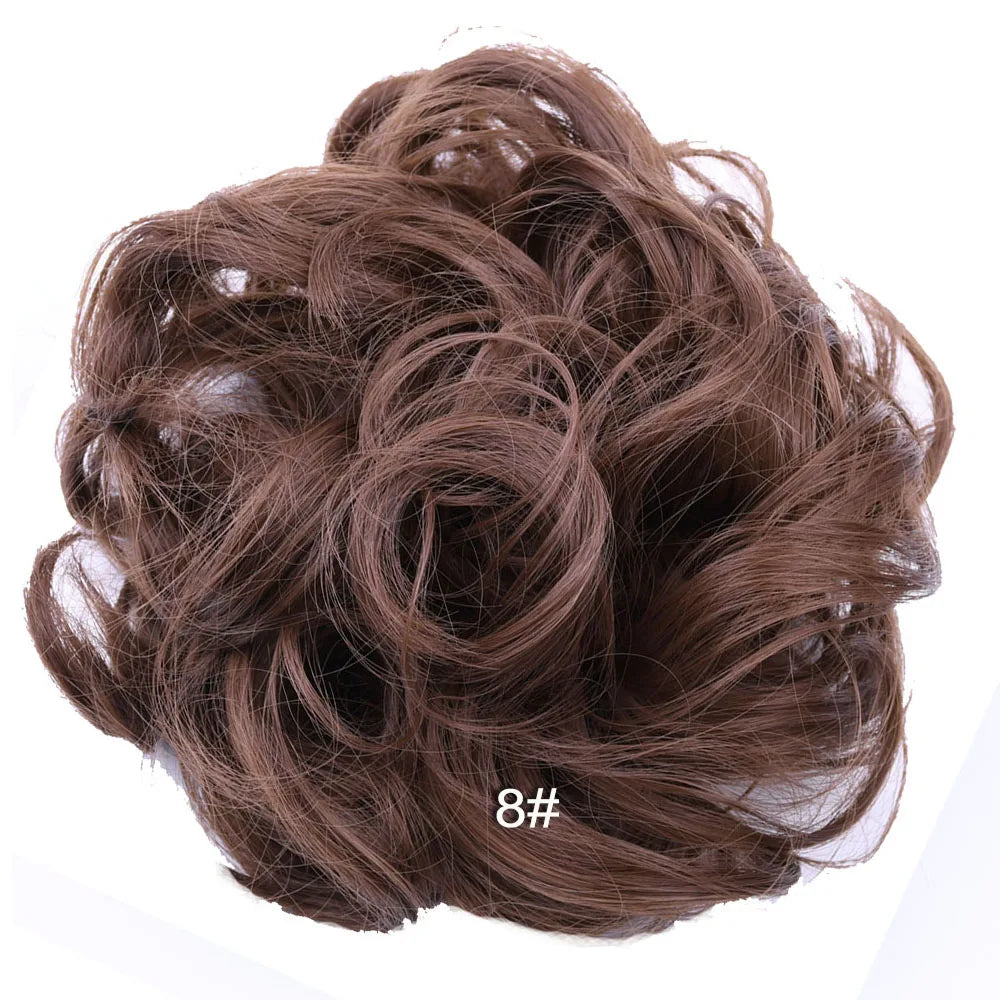 Synthetic Messy Bun Hair Piece Scrunchie Donut Tousled Flexible Hair Bun Straight Chignon Wig Accessory Updo Bun Hair