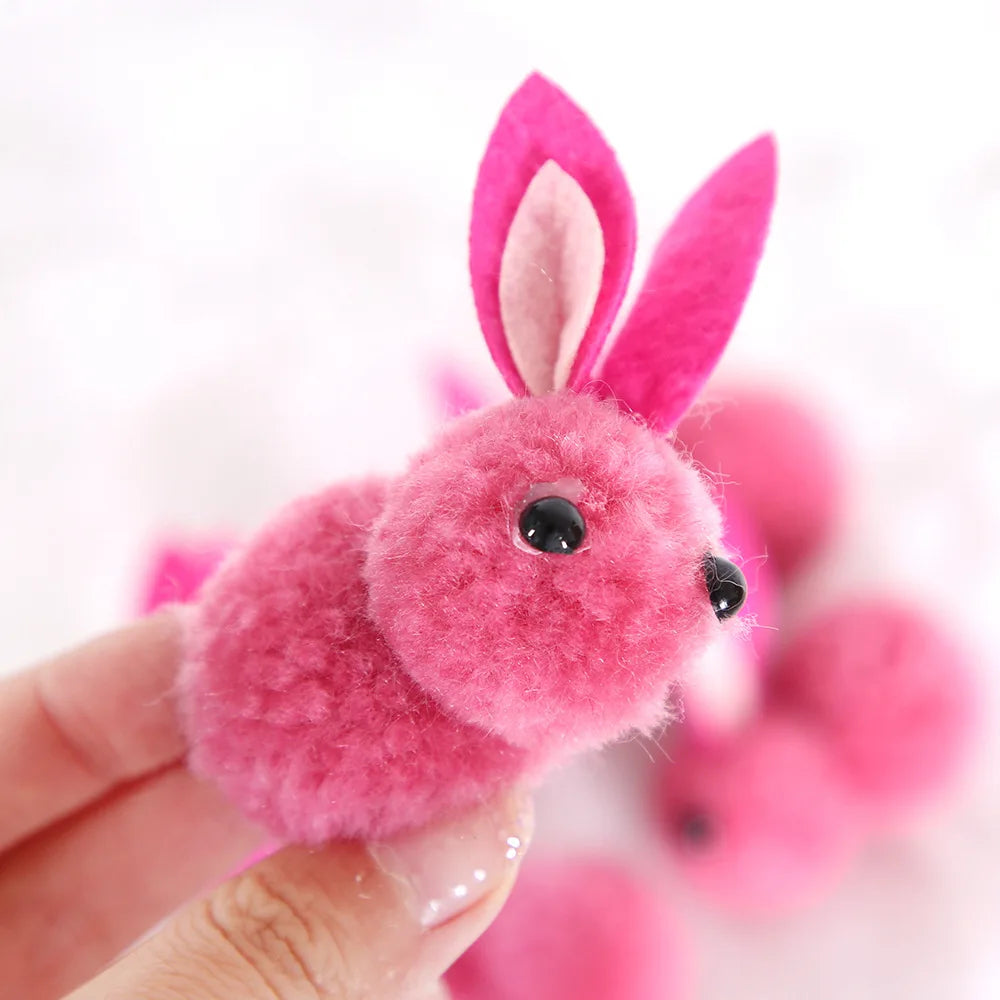 10pcs/lot DIY Handwork Bunny Accessories Easter Bunny Useful Easter Decoration Supplies Blue Pink Grey White Plush Mini Rabbits