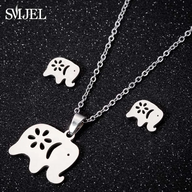 Fashion Stainless Steel Necklace Rabbit Earrings Women Cute Bunny Rabbit Unicorn Kitty Charm Necklace Easter Jewelry Gifts