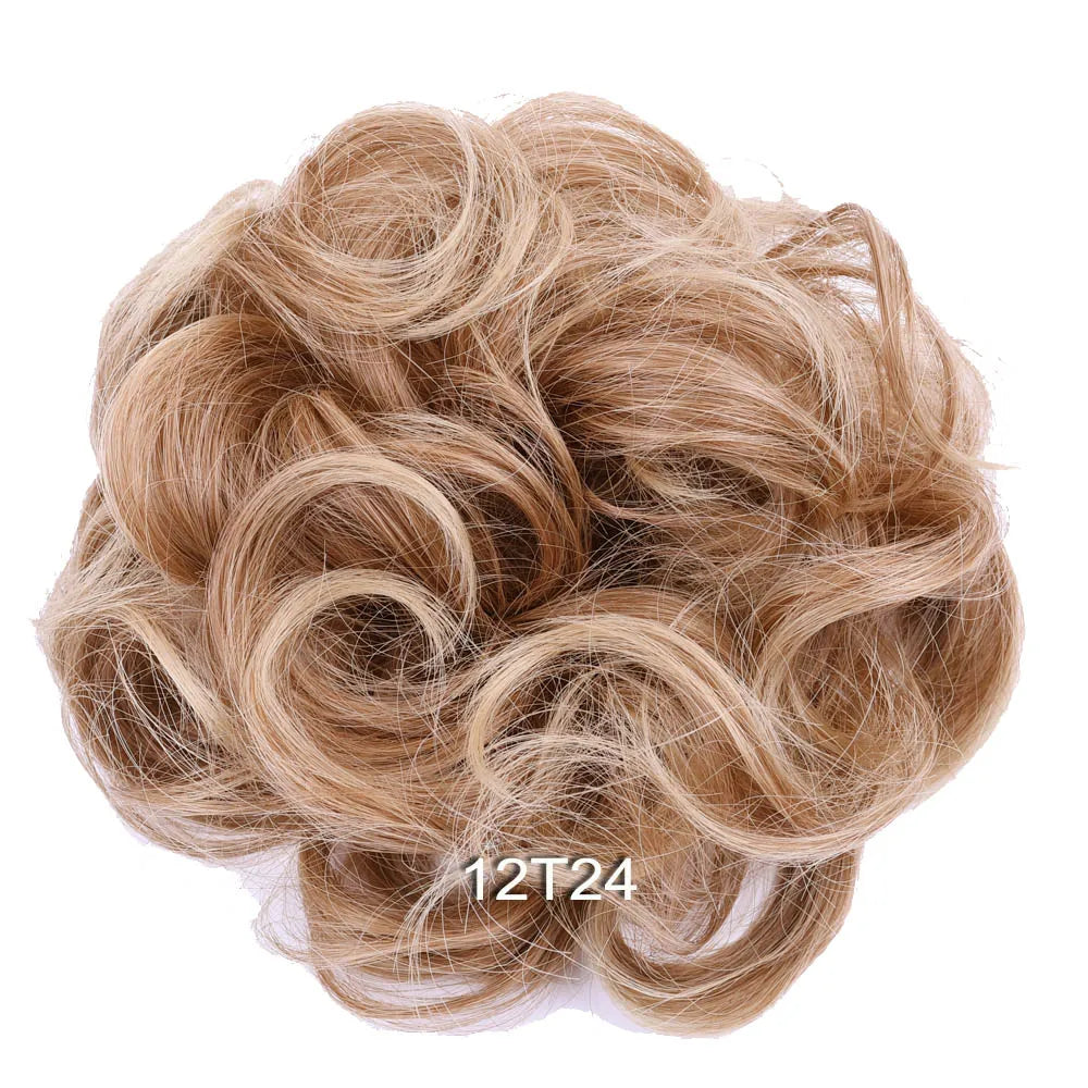 Synthetic Messy Bun Hair Piece Scrunchie Donut Tousled Flexible Hair Bun Straight Chignon Wig Accessory Updo Bun Hair