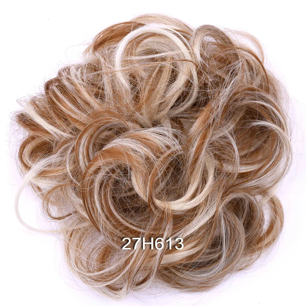 Synthetic Messy Bun Hair Piece Scrunchie Donut Tousled Flexible Hair Bun Straight Chignon Wig Accessory Updo Bun Hair