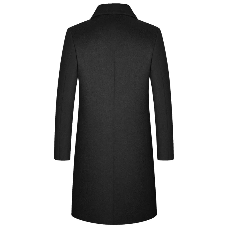 2023 Winter Wool Coat Men Fashion Long Wool Blends England Style Business Casual Trench Coat Men Solid Thick Wool Coats Jackets