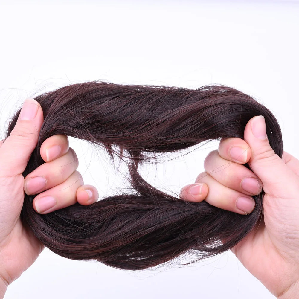 Synthetic Messy Bun Hair Piece Scrunchie Donut Tousled Flexible Hair Bun Straight Chignon Wig Accessory Updo Bun Hair