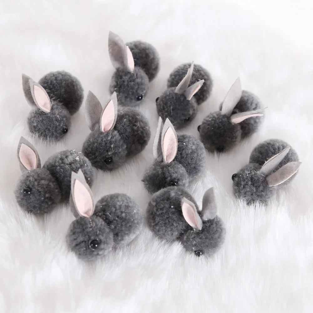 10pcs/lot DIY Handwork Bunny Accessories Easter Bunny Useful Easter Decoration Supplies Blue Pink Grey White Plush Mini Rabbits