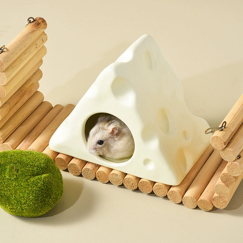 Hamster Cooling Ceramic Triangle Cheese Shelter Djungarian Hamster Small Pet Bowl Summer Cooling Pet Supplies