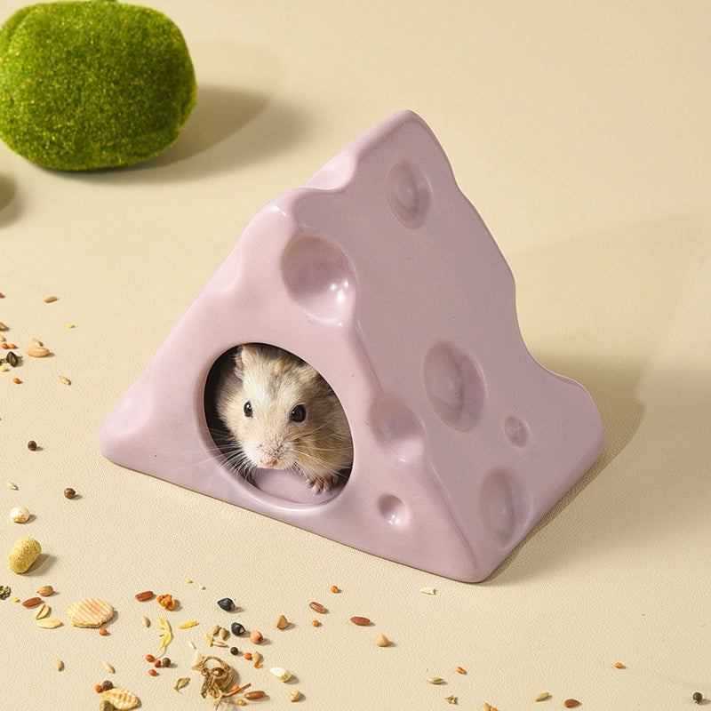 Hamster Cooling Ceramic Triangle Cheese Shelter Djungarian Hamster Small Pet Bowl Summer Cooling Pet Supplies