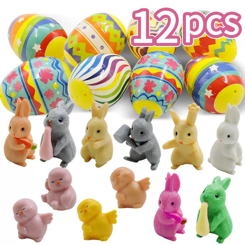Children's Day Easter Egg Kids Building Blocks Blind Box Cartoon Rabbit Decompression Color Film Puzzle Egg Engineering Car Toys