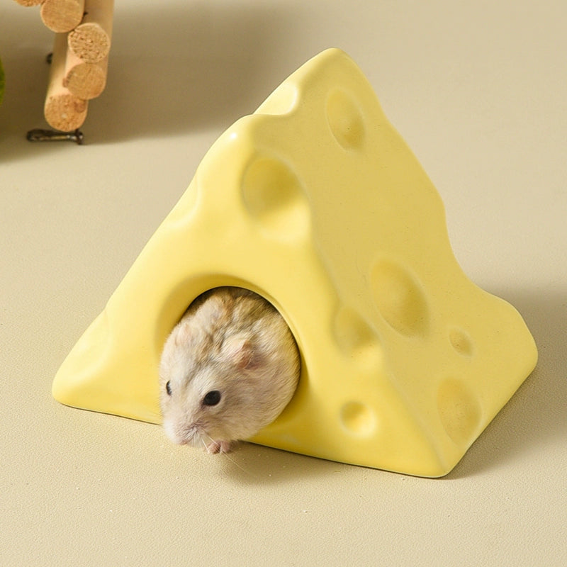Hamster Cooling Ceramic Triangle Cheese Shelter Djungarian Hamster Small Pet Bowl Summer Cooling Pet Supplies