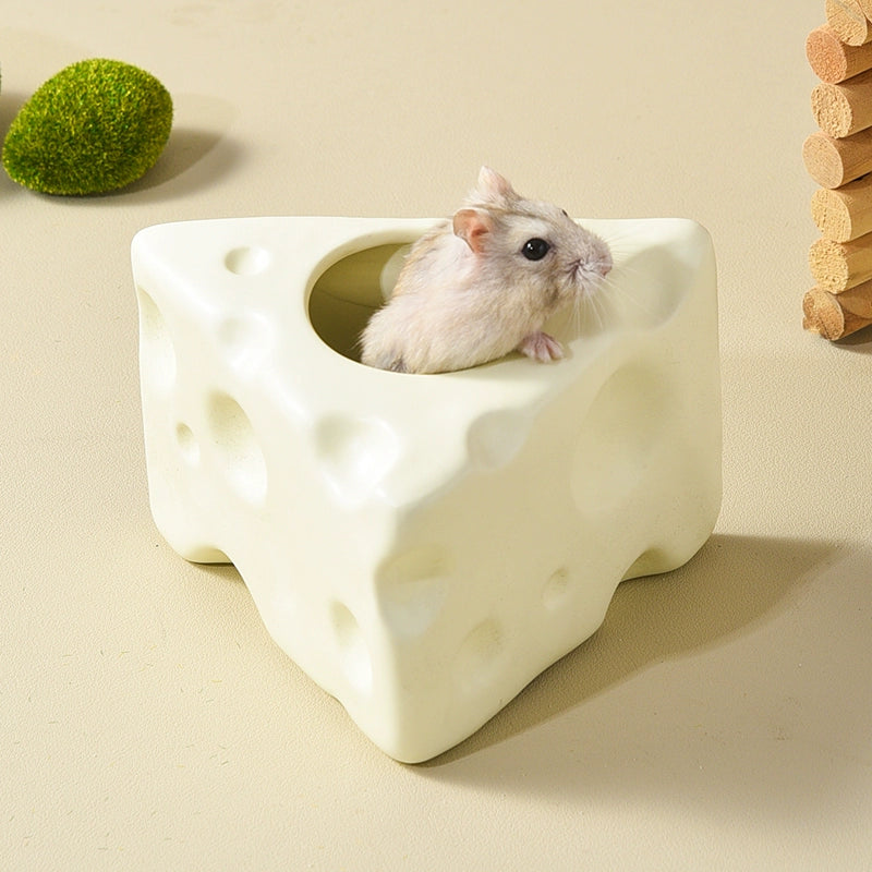 Hamster Cooling Ceramic Triangle Cheese Shelter Djungarian Hamster Small Pet Bowl Summer Cooling Pet Supplies