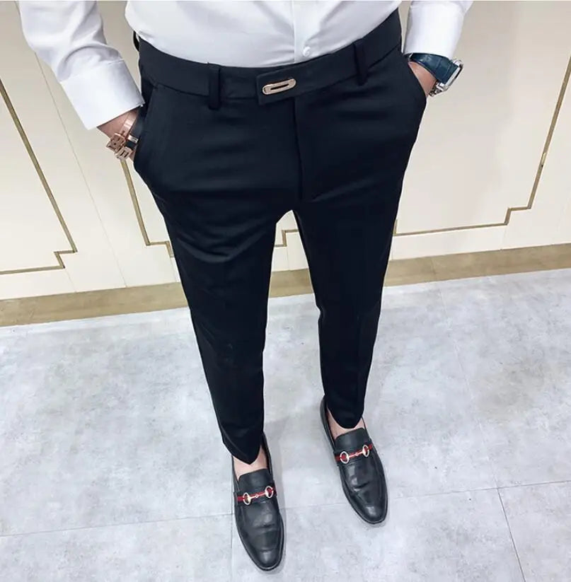 2022 Suit Pants Spring Man Suit Pants Fashion Casual Slim Business Suit Pants Men Wedding Party Work Trousers Classic Large 36