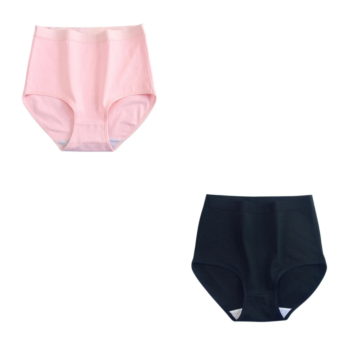 2Pcs/Set Cotton Panties Women Seamless Underwear High Rise Panties Solid Color Female Underpants Sexy Lingerie M-XXXL Comfort