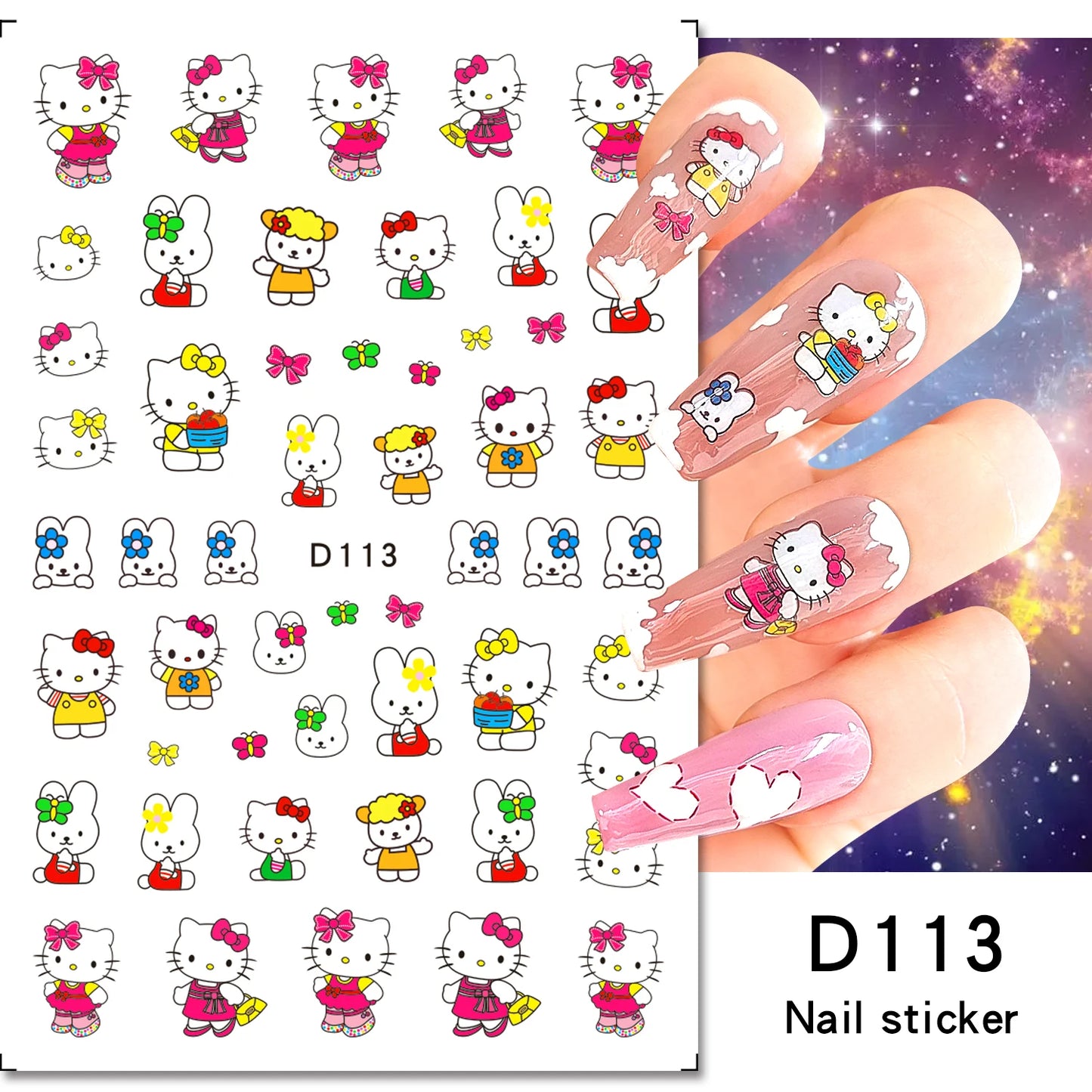 1PCS Cartoon Cute Melody Kuromi 3D Nail Stickers Press on Nails Sanrio Nail Art Decoration New Anime Nail Art Decals Stickers