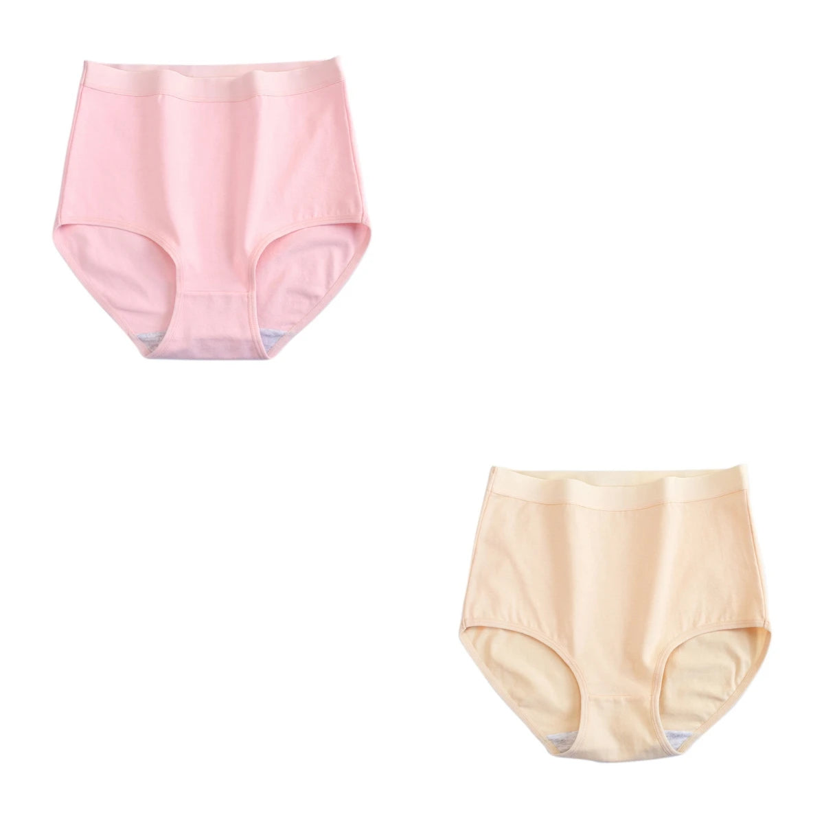 2Pcs/Set Cotton Panties Women Seamless Underwear High Rise Panties Solid Color Female Underpants Sexy Lingerie M-XXXL Comfort