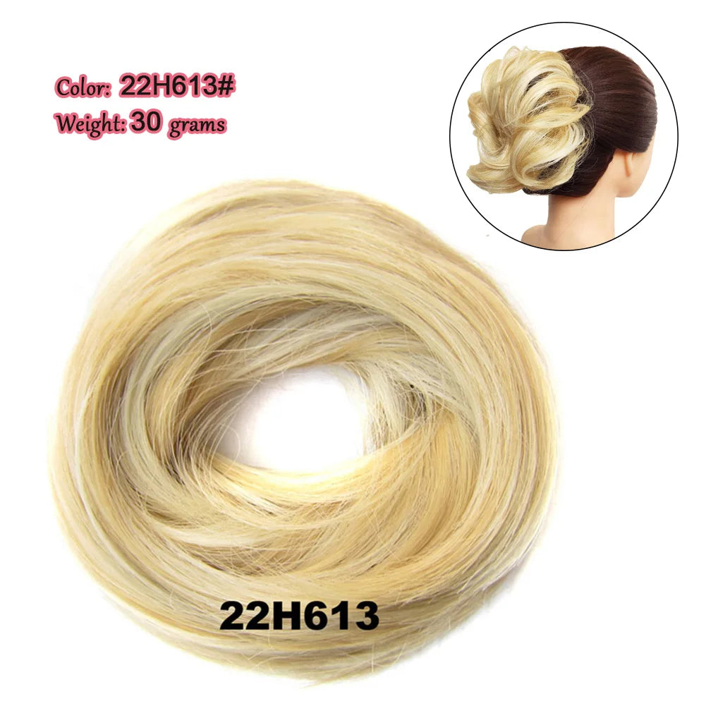 Synthetic Messy Bun Hair Piece Scrunchie Donut Tousled Flexible Hair Bun Straight Chignon Wig Accessory Updo Bun Hair