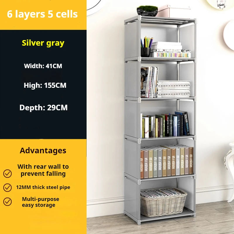 Simple Bookshelf Multi-layer Easy Assembly Bookcase Book Display Rack Easy Assembly Book Holder Book Organizer Debris Rack Shelf