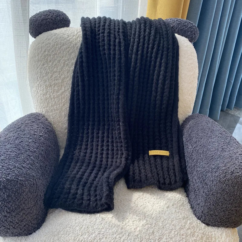Scarf female winter new Korean version of the atmosphere sense of double-sided students cute warm thickened knitting senior sens