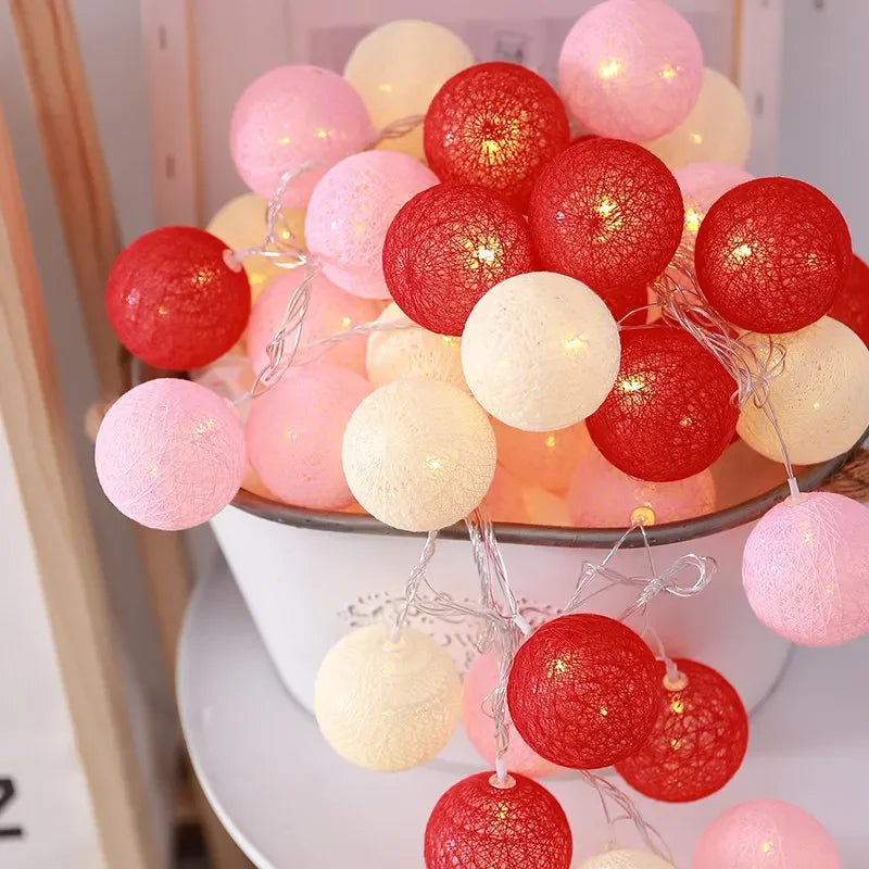 3M 20 LED Cotton Garland Balls Lights String Christmas Easter Outdoor Hanging Party Baby Kids Room Bed Fairy Lights Decorations