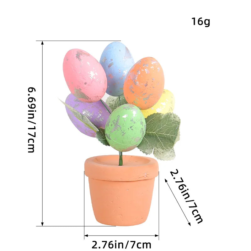 Easter Egg Potted Plant Artificial Tabletop Easter Egg Tree Decor for Easter Home Decor Centerpiece Flower Arrangement
