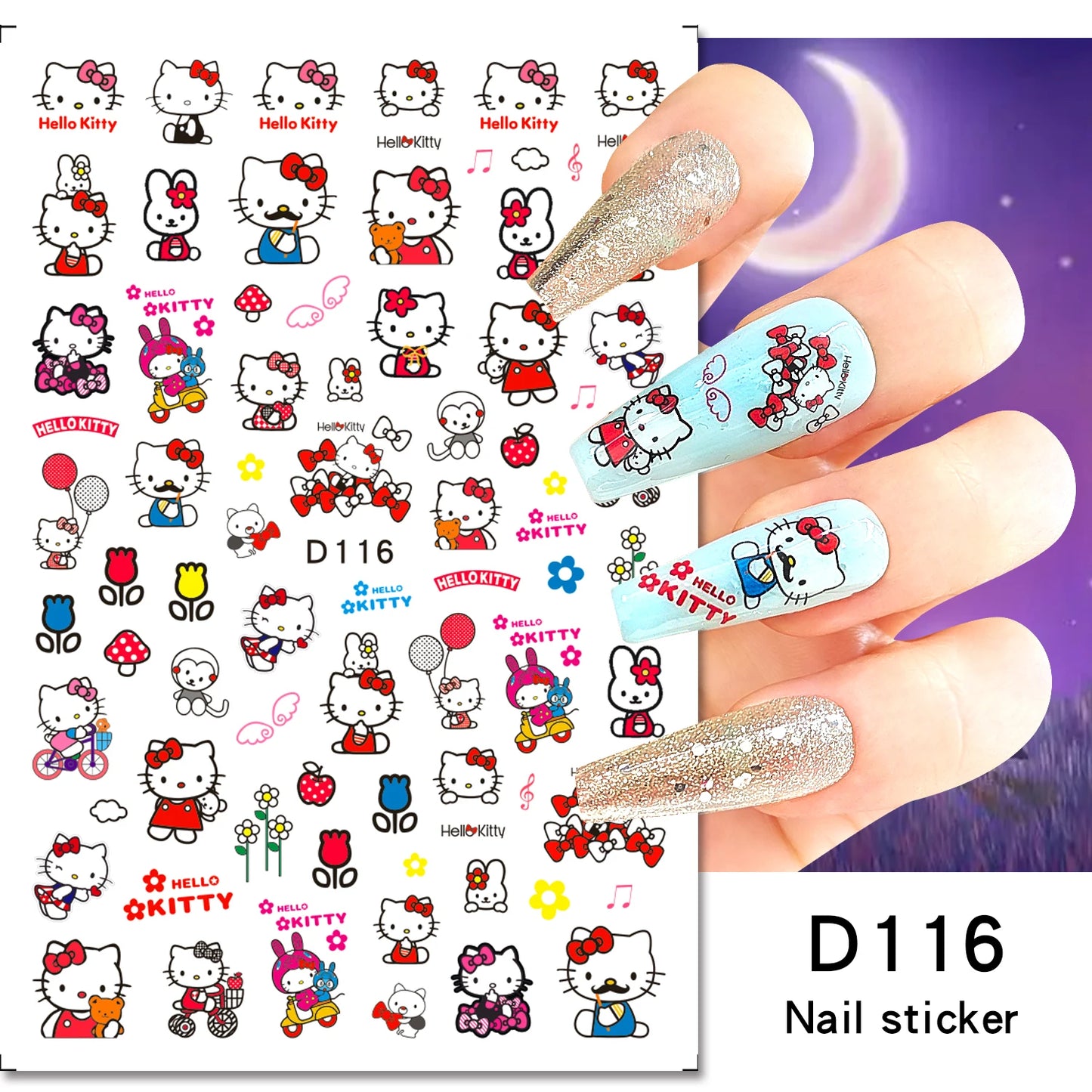 1PCS Cartoon Cute Melody Kuromi 3D Nail Stickers Press on Nails Sanrio Nail Art Decoration New Anime Nail Art Decals Stickers