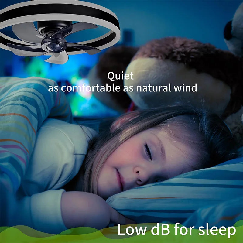 Inverter DC Motor Ceiling Fan Lamp with Remote Control Infinitely Dimmable 6-Speed Adjustment 360°Rotation Detachable LED Lights