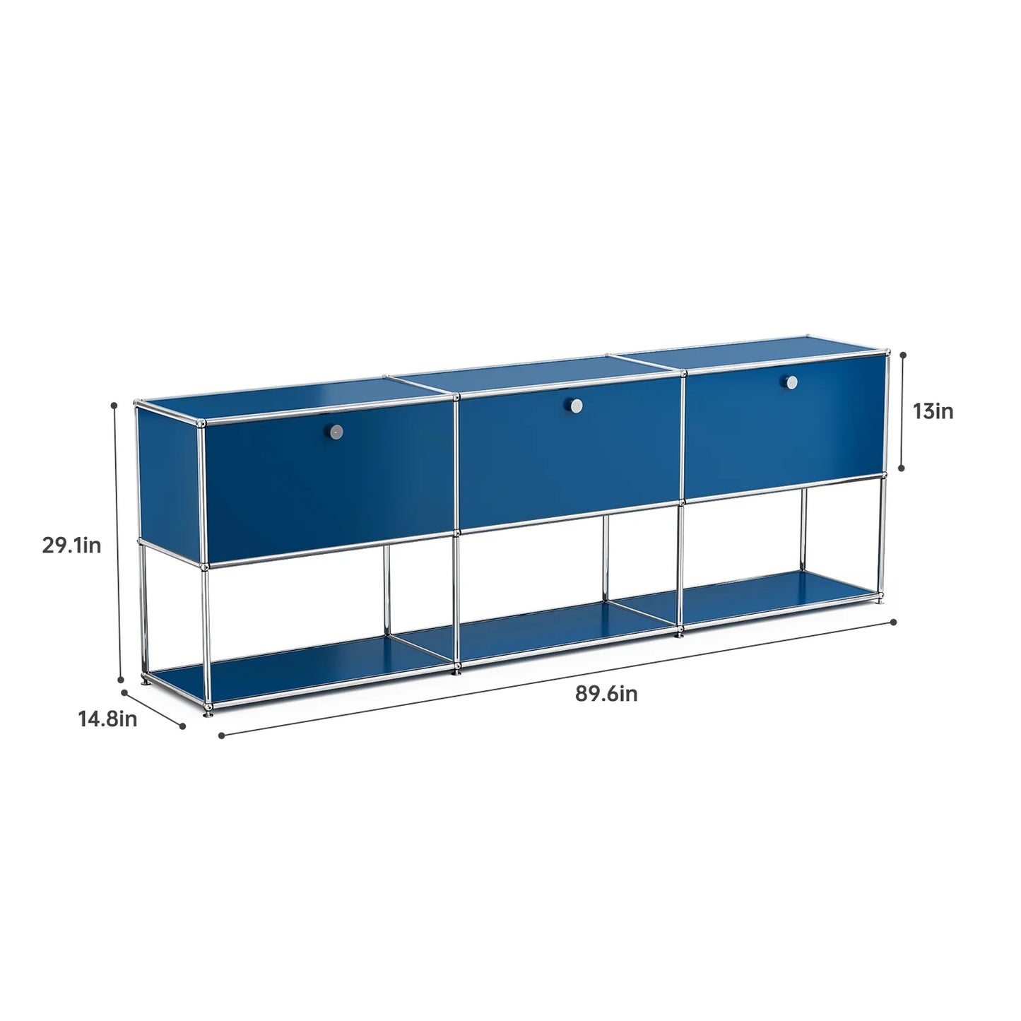 USM Haller Storage Cabinet Sideboard Haller Living Room Bedroom Stainless Steel Metal Board Modular Storage Shelf-No Keys