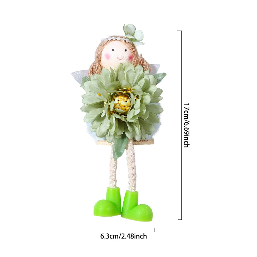 24cm Easter Flower Bunny Ornaments Pink Yellow Gauze Skirt Bunny Easter Party Decor Supplies Home Desktop Decorations Kids Gifts