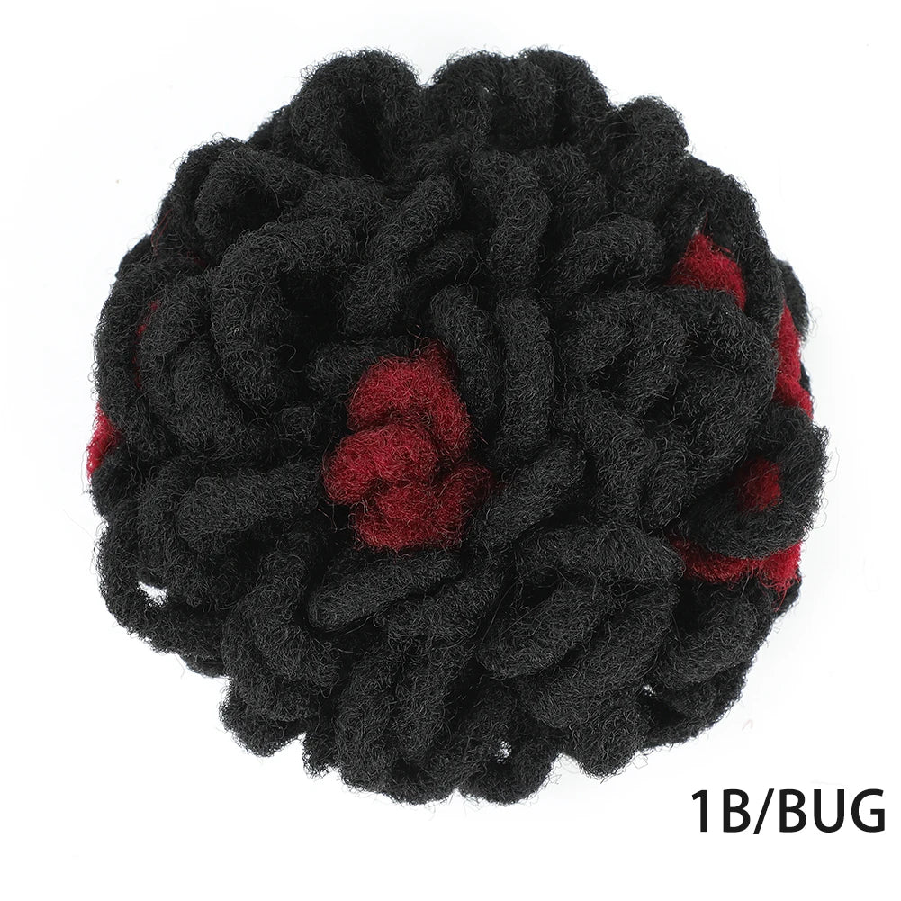 Dreadlocks Bun Afro Puff Drawstring Ponytail Hairpiece 8 Inch High Quality Synthetic Clip in Hair Extensions for Black Women