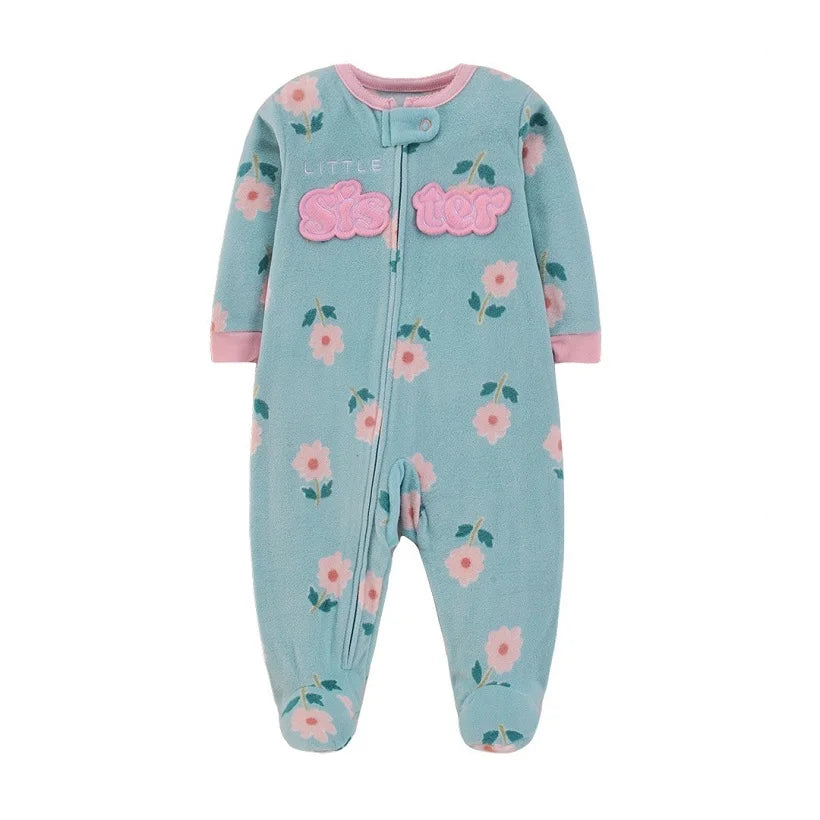 Newborn Infant Baby Girl Rompers 2024 Winter Autumn Warm Micro Fleece Animal Sleepsuit Animal Overall Babe Jumpsuits 0-12 Months