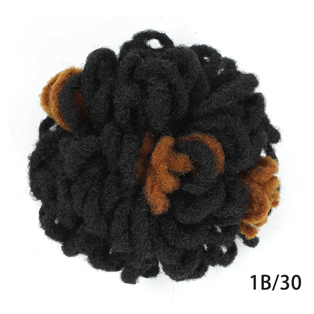 Dreadlocks Bun Afro Puff Drawstring Ponytail Hairpiece 8 Inch High Quality Synthetic Clip in Hair Extensions for Black Women