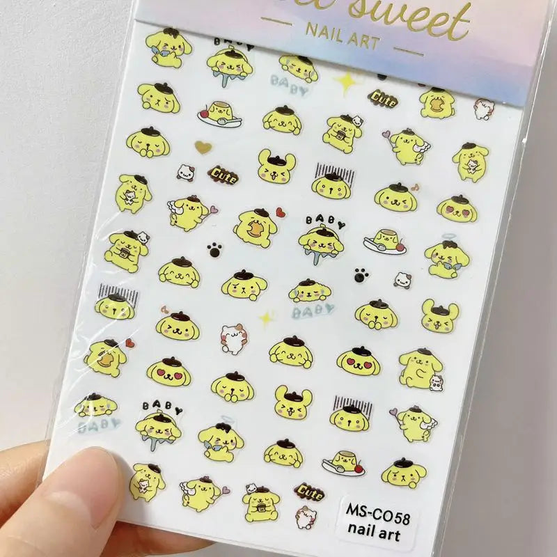 1PCS Cartoon Cute Melody Kuromi 3D Nail Stickers Press on Nails Sanrio Nail Art Decoration New Anime Nail Art Decals Stickers