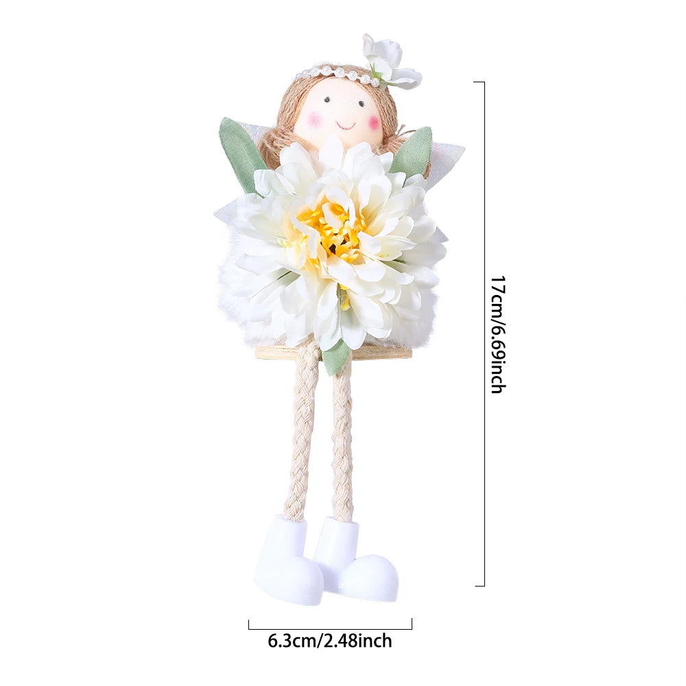 24cm Easter Flower Bunny Ornaments Pink Yellow Gauze Skirt Bunny Easter Party Decor Supplies Home Desktop Decorations Kids Gifts