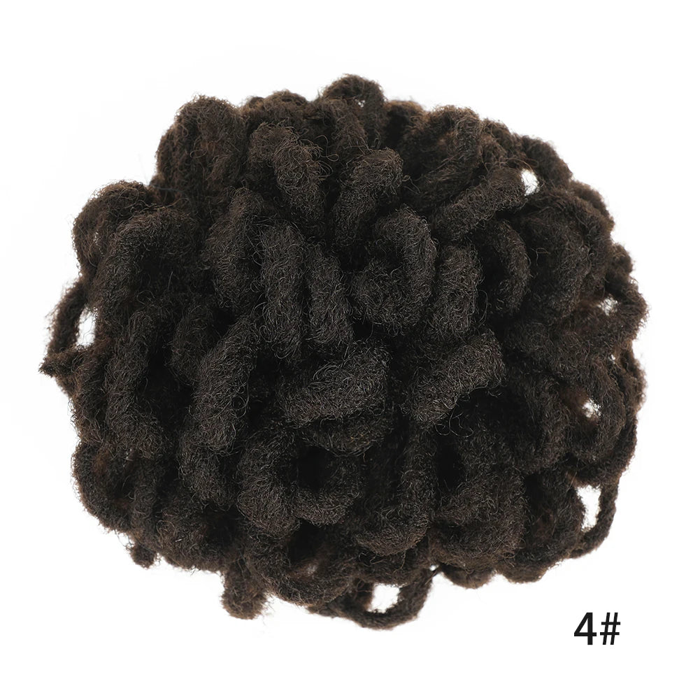 Dreadlocks Bun Afro Puff Drawstring Ponytail Hairpiece 8 Inch High Quality Synthetic Clip in Hair Extensions for Black Women