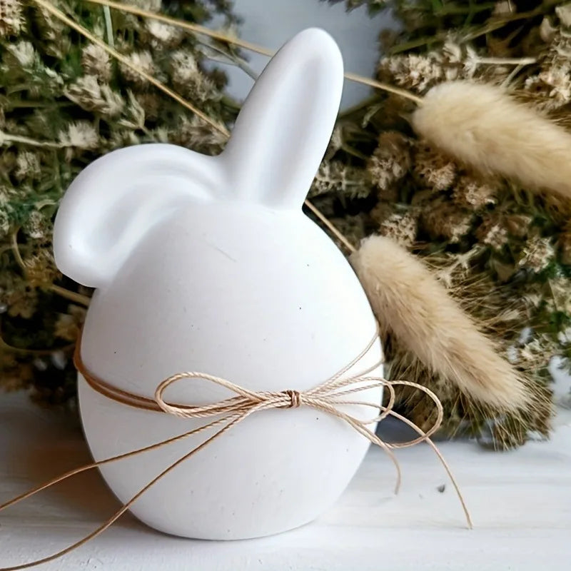 The Easter Egg Bunny Ear Candle Silicone Mold DIY Gypsum Concrete Rabbit Egg Decoration Ornament Resin Mold Handicrafts Casting